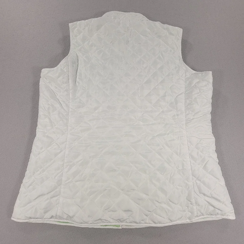 Magnolia Lane Masters Golf Quilted Reversible Puffer Vest White Green Women's L